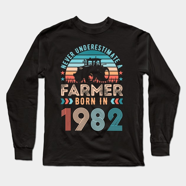 Farmer born in 1982 Farming Gift 40th Birthday Long Sleeve T-Shirt by Zak N mccarville